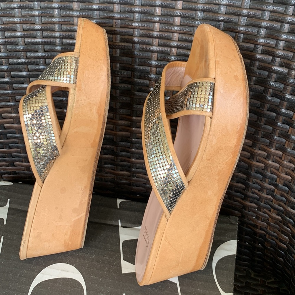 Stuart Weitzman Sequin Cross Over Leather Straps … - image 5